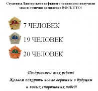 Студенты Лянторского нефтяного техникума получили знаки отличия комплекса ВФСК ГТО!